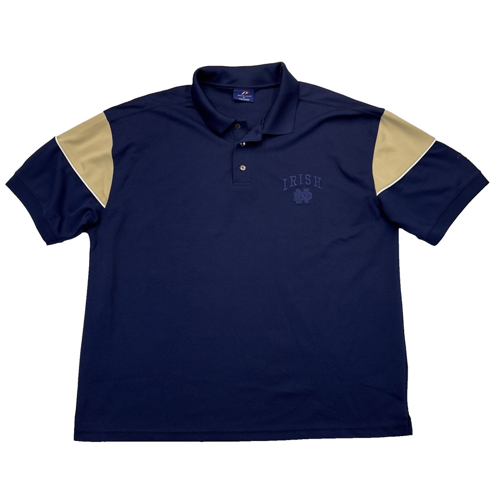 Pro Player Notre Dame Fighting Irish Polo Shirt Mens XL Navy Gold Embroidered